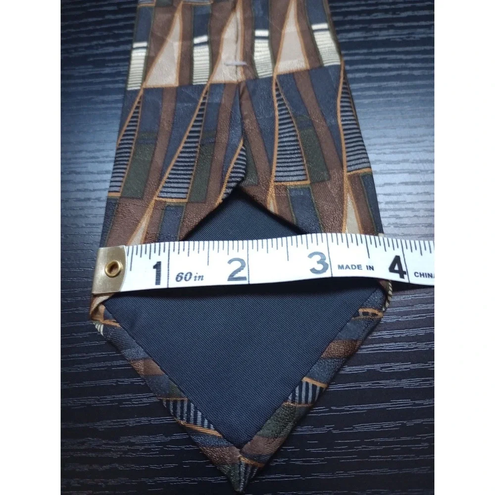 Vintage Colours by Alexander Julian Silk Tie Geometric Abstract Brown Navy 4